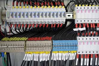 Fuse box with many cables