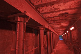 Red illuminated tunnel