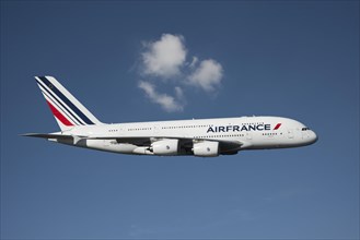 Airbus A380 Airfrance against a blue sky