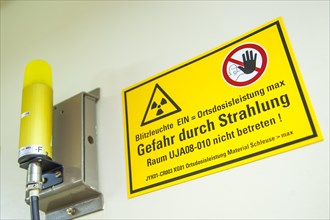 Danger warning sign in the Emsland nuclear power plant of the RWE Power AG