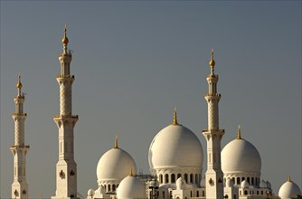 Domes and minarets of the Sheikh Zayed Bin Sultan Al Nahyan Mosque