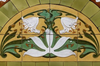 Art Deco tiled image with lilies