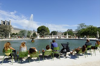 People sitting at the fountain