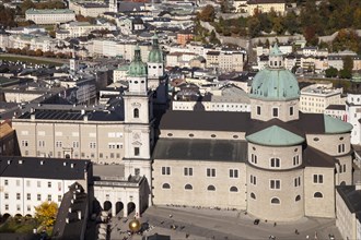 View from Hohensalzburg Fortress over the town with Salzburg Cathedral