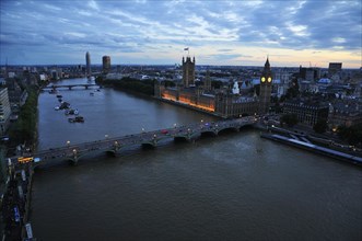 View from the London Eye on Westminster Bridge