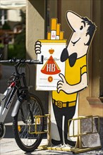 Bicycle stand with the HB-Mannchen advertising character