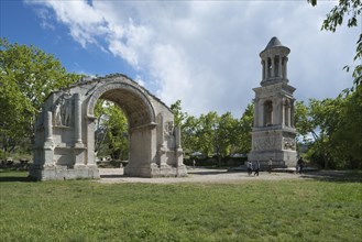 Triumphal arch and mausoleum in the ancient Roman city of Glanum
