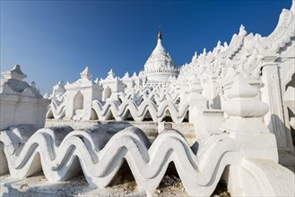 White Buddhist Hsinbyume Pagoda or Myatheindan Pagoda