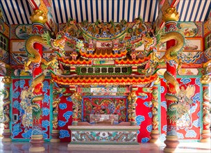 Ornate interior of the Chinese Chao Pu-Ya Shrine