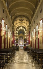Interior view of the church of Santa Maria Maggiore with the grave of Cardinal Ippolito II d'Este underneath the high altar