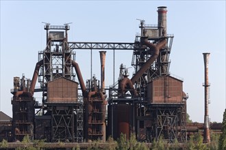 Decommissioned blast furnace plant with winch houses