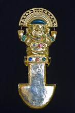 Golden pre-Columbian ritual knife or Tumi