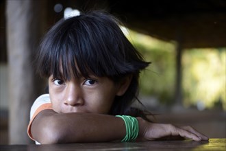 Girl of the Xavantes poeples in the village of Nova Vida near the mission of Sangradouro