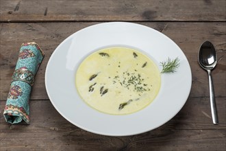 Asparagus soup with green asparagus