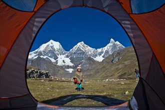 View of a local girl from a tent