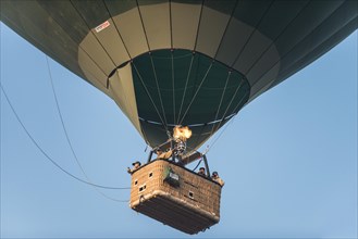 Hot air balloon with passengers