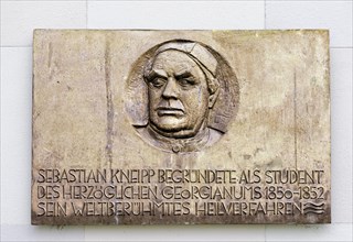 Commemorative plaque for Sebastian Kneipp at the Ducal Georgianum