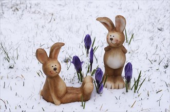 Brown ceramic Easter Bunnies