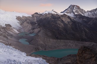Glacial lakes at Mt Nevado Tocllaraju
