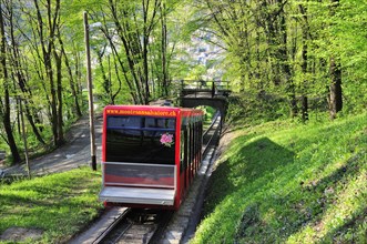 Cog railway on Monte San Salvatore mountain
