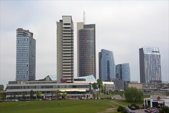 New buildings on the Neris River