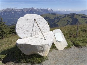 Sundial at the panoramic trail around Mt Hohe Salve