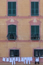 Laundry drying on an old house in Santa Margherita Ligure