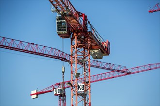 Construction cranes at a construction site