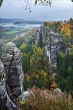 View from Ferdinandstein over the autumnal Bastei