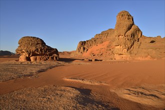 Sandstone rock towers at Tin Merzouga