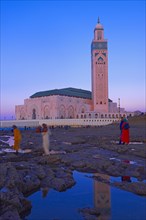 Hassan II Mosque at dusk