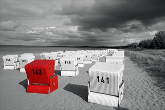 Beach with beach chairs