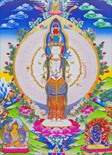 The eleven headed Avalokiteshvara with thousand arms and 1022 eyes symbolising infinite compassion
