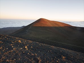 Last rays of sun on Mauna Kea