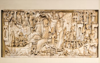 Antique relief with the depiction of a city