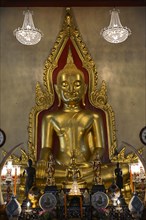 Buddha statue in the Temple of the Golden Buddha or Wat Traimit