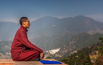Monk practicing meditation
