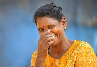 Smiling woman with a bindi