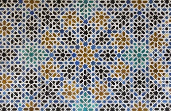Mudejar tiles with Moorish geometric patterns in the Alcazar of Seville