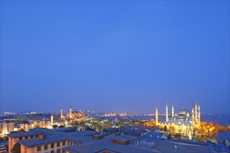 City panorama with the Hagia Sophia and the Blue Mosque