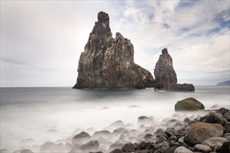 Volcanic rock formations at the cliffs near Ribeira da Janela