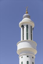 Minaret with a golden crescent moon