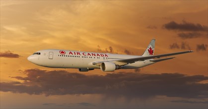 Air Canada Boeing 767-333 ER in flight at night