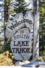 Welcome sign for South Lake Tahoe
