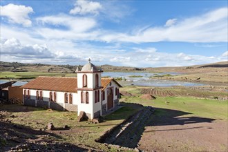Small church on the shores of Lake Umayo