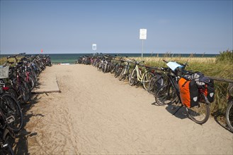 Bicycles at the entrance to the beach