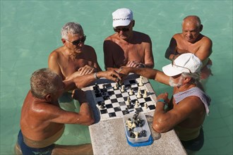 Chess players in the Szechenyi Thermal Bath