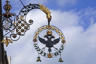 18th century hanging sign of the former 'Schwarzer Adler' guesthouse