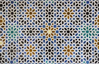 Mudejar tiles with Moorish geometric patterns in the Alcazar of Seville