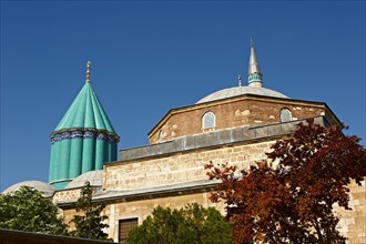 The Mevlana Museum with the green dome of the mausoleum